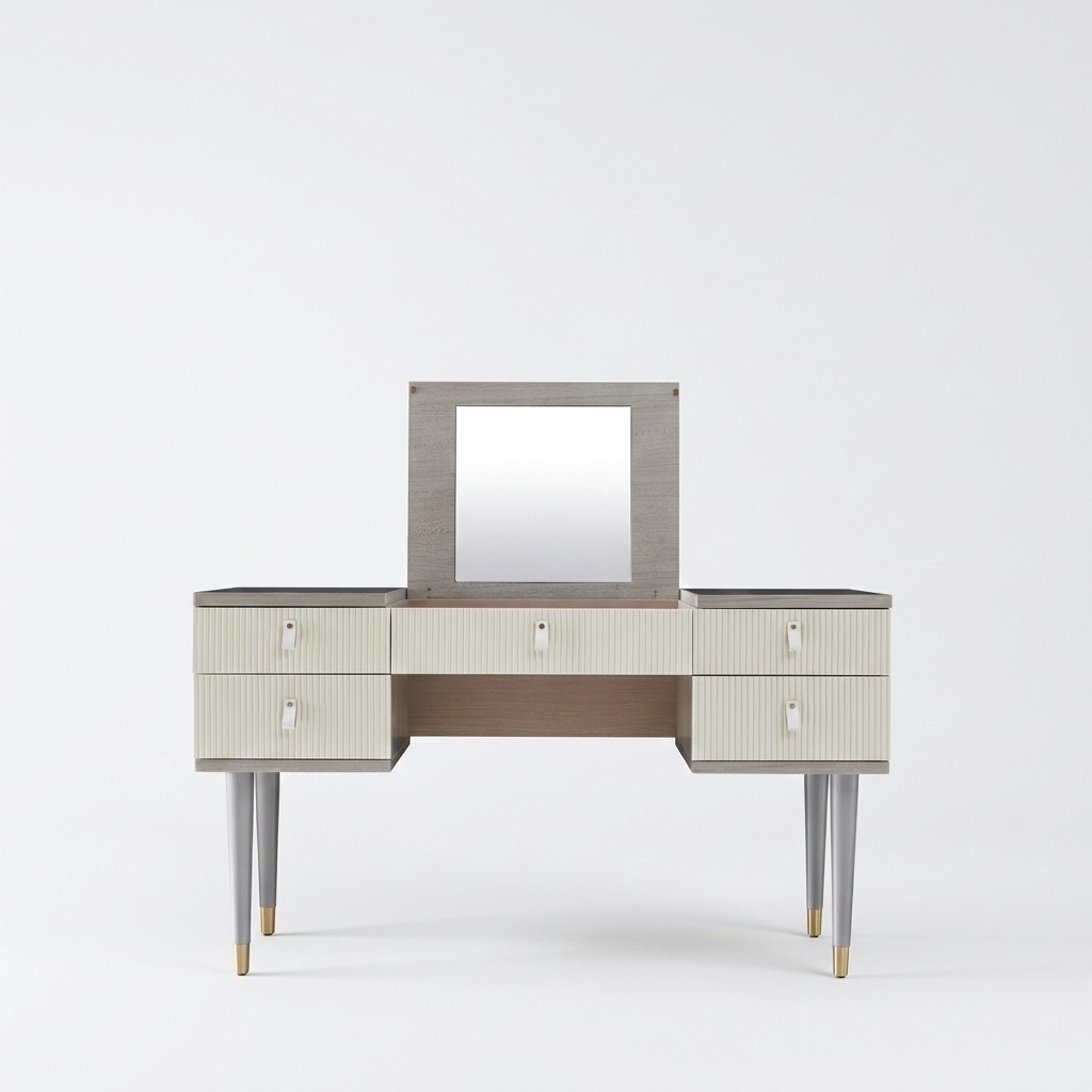 Modern style luxury dressing/vanity table with a mirror & 5-sliding drawers, model - MH2711B