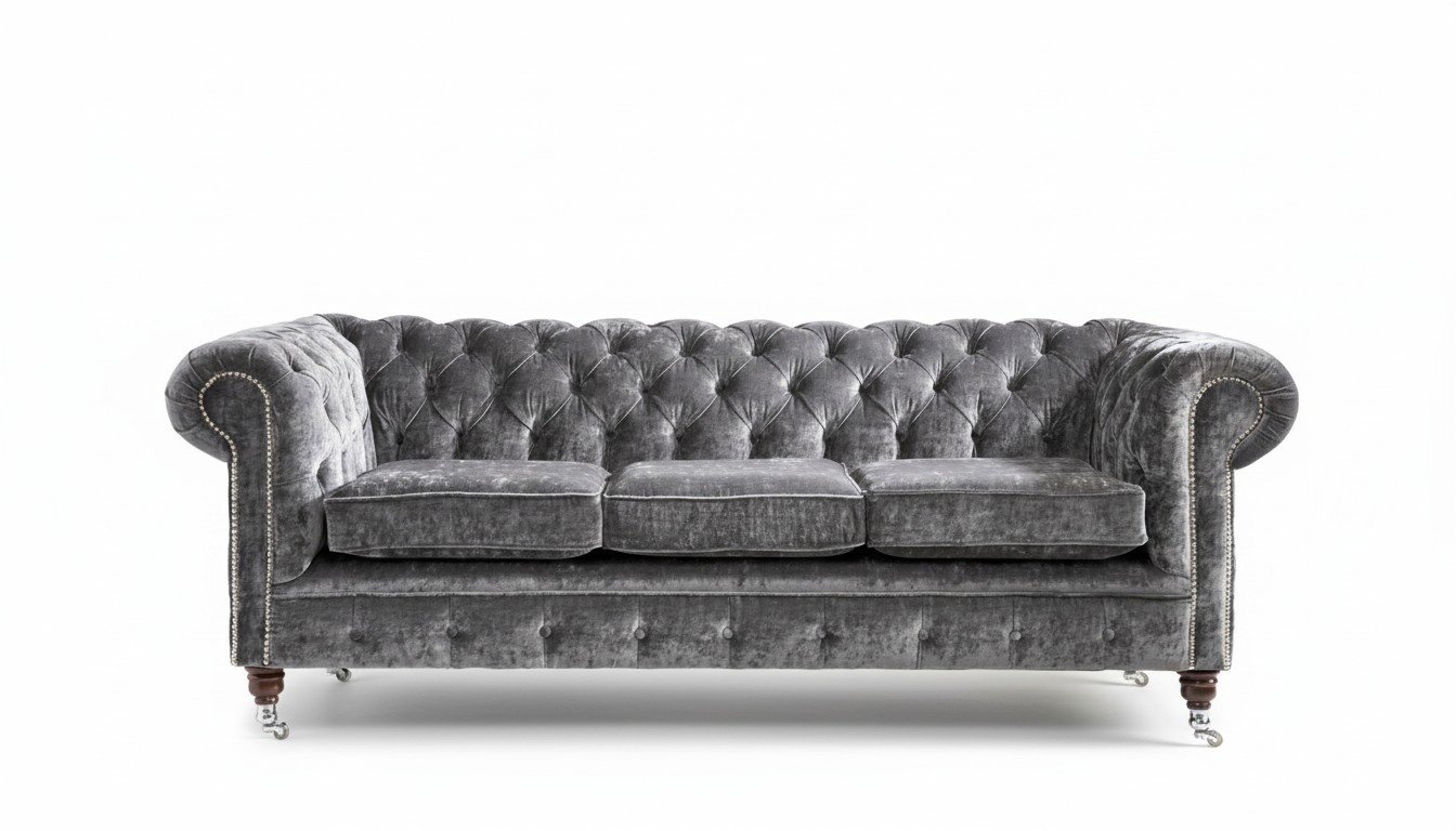 Luxurious Textile Sofa 3-Seater Comfortable Grey Couch With Soft Cushions Living Room New