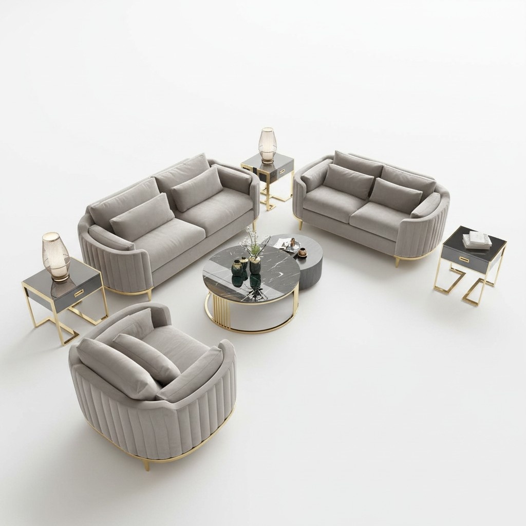 Luxury Velvet Sofa Couch Upholstery Seat Set 3+2 Complete Set Designer Sofas New