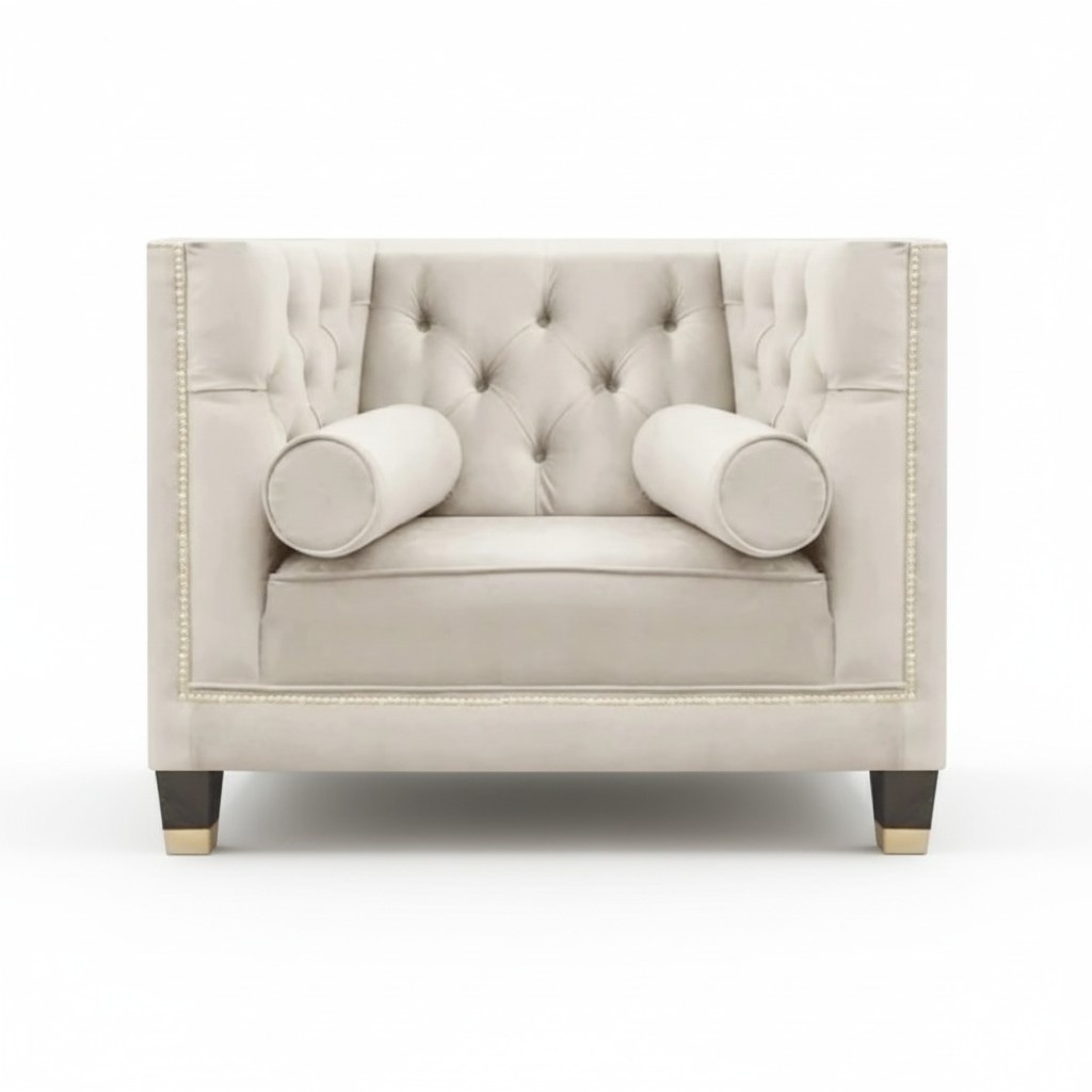 Luxury White Armchairs Designer Furniture Chesterfield Living Room Furnishings New
