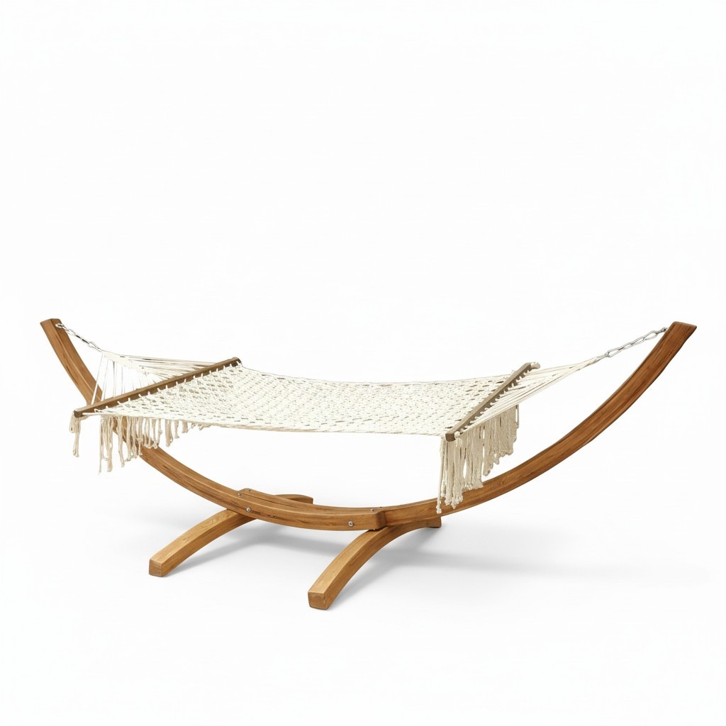 Luxury White Comfortable Hammock for Relaxation Garden Wood 200x140 cm