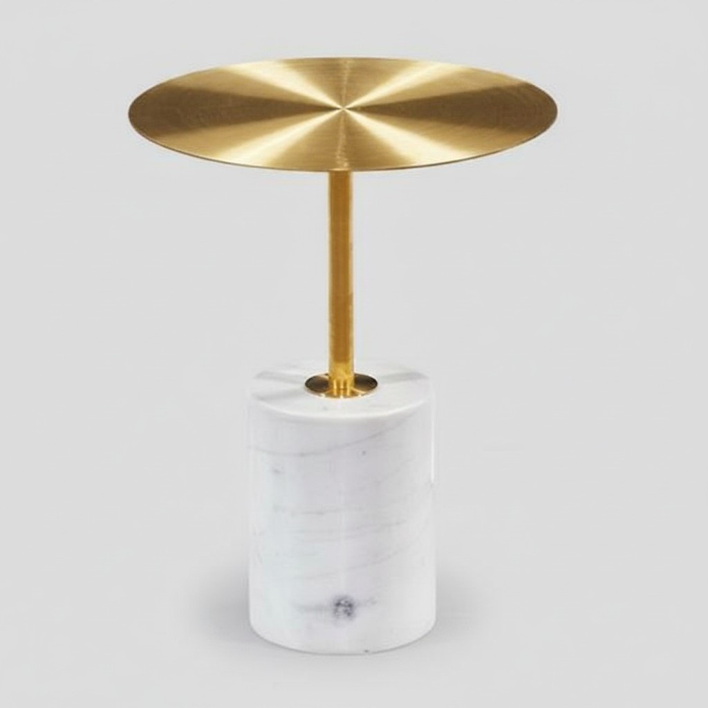 Luxury white side table living room side table faux marble coffee table