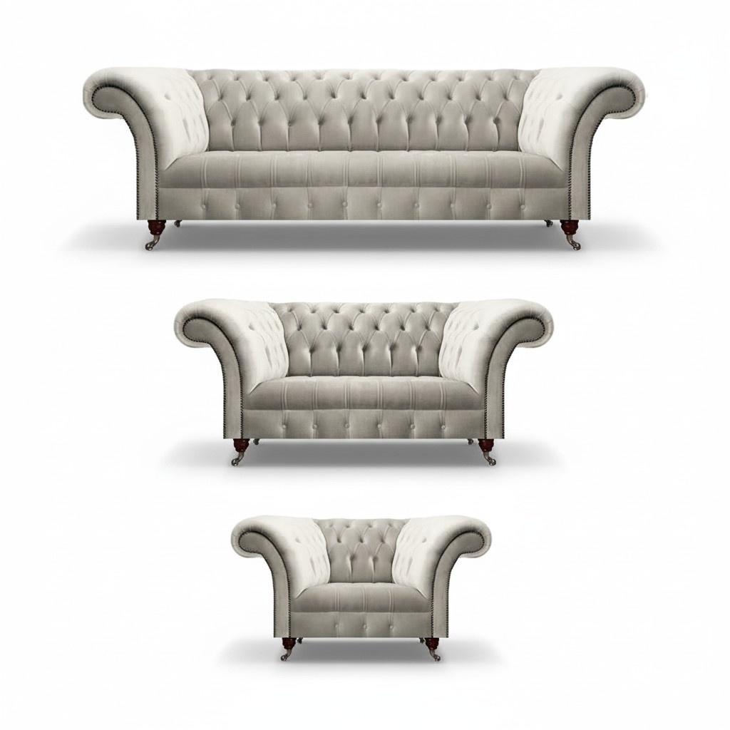 Luxury White Sofa Set Modern Set Chesterfield Living Room Seat Furniture