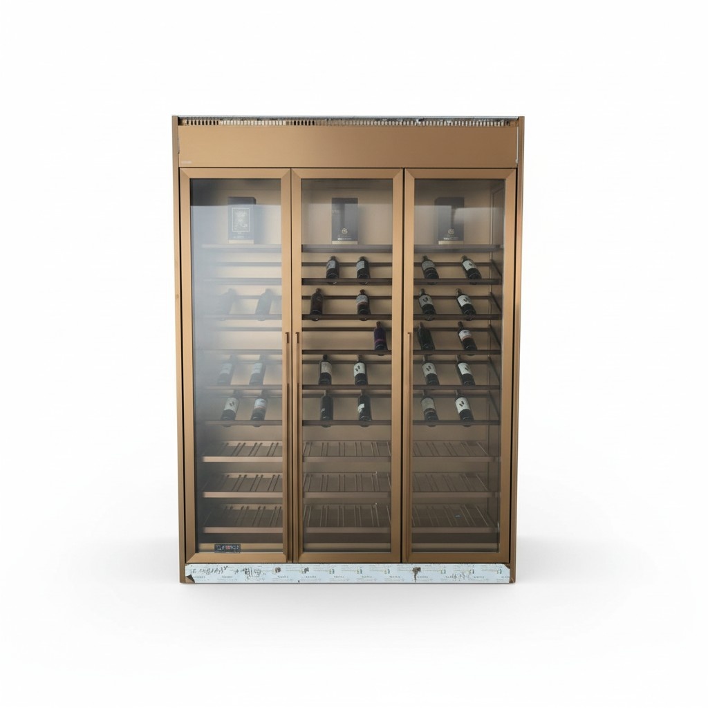 Luxury wine cabinet made of gold with modern design and high quality