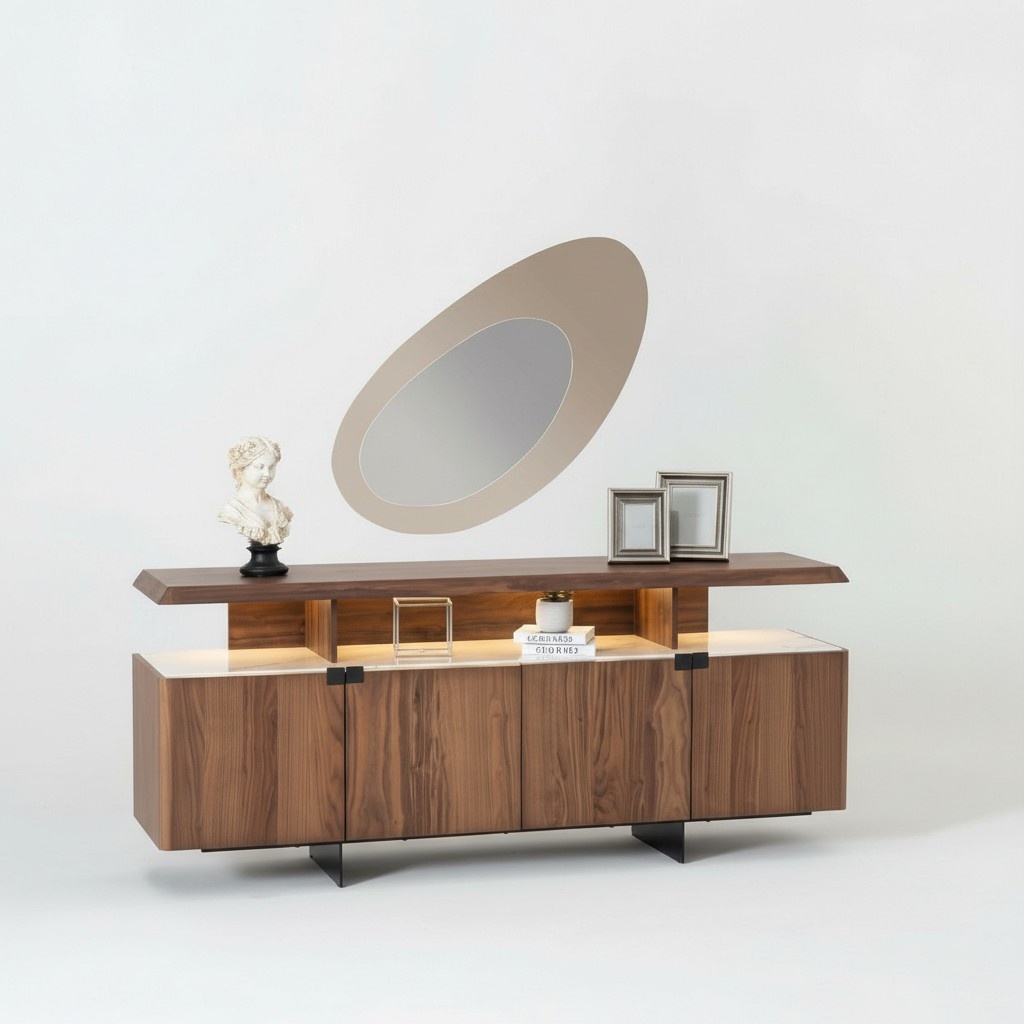 2pcs Luxury Design Wooden Chest of Drawers Sideboard Sideboard