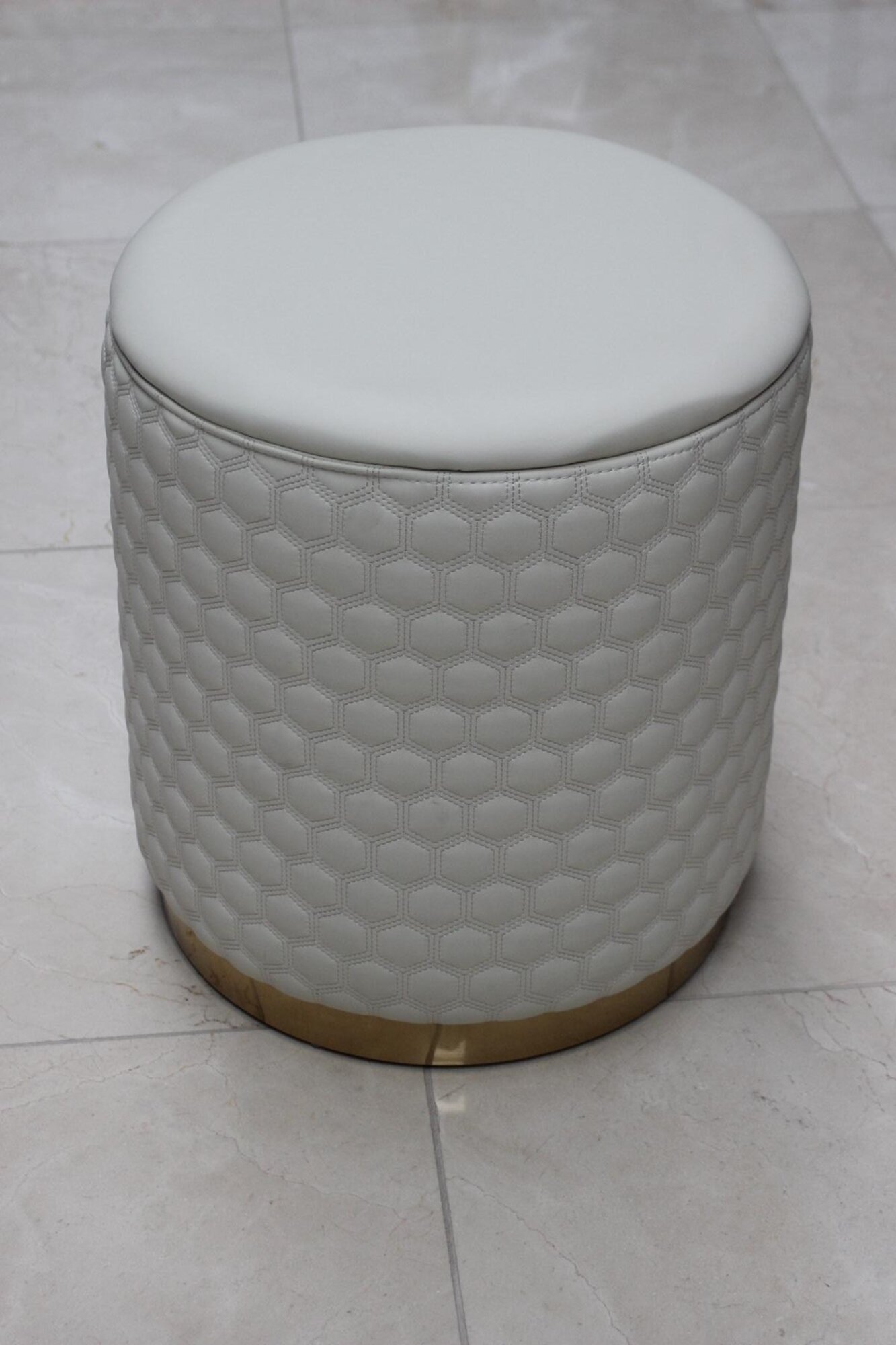 Round Footstool Ottoman Seat Bench Sofa Pouf Metal Upholstery On Stock