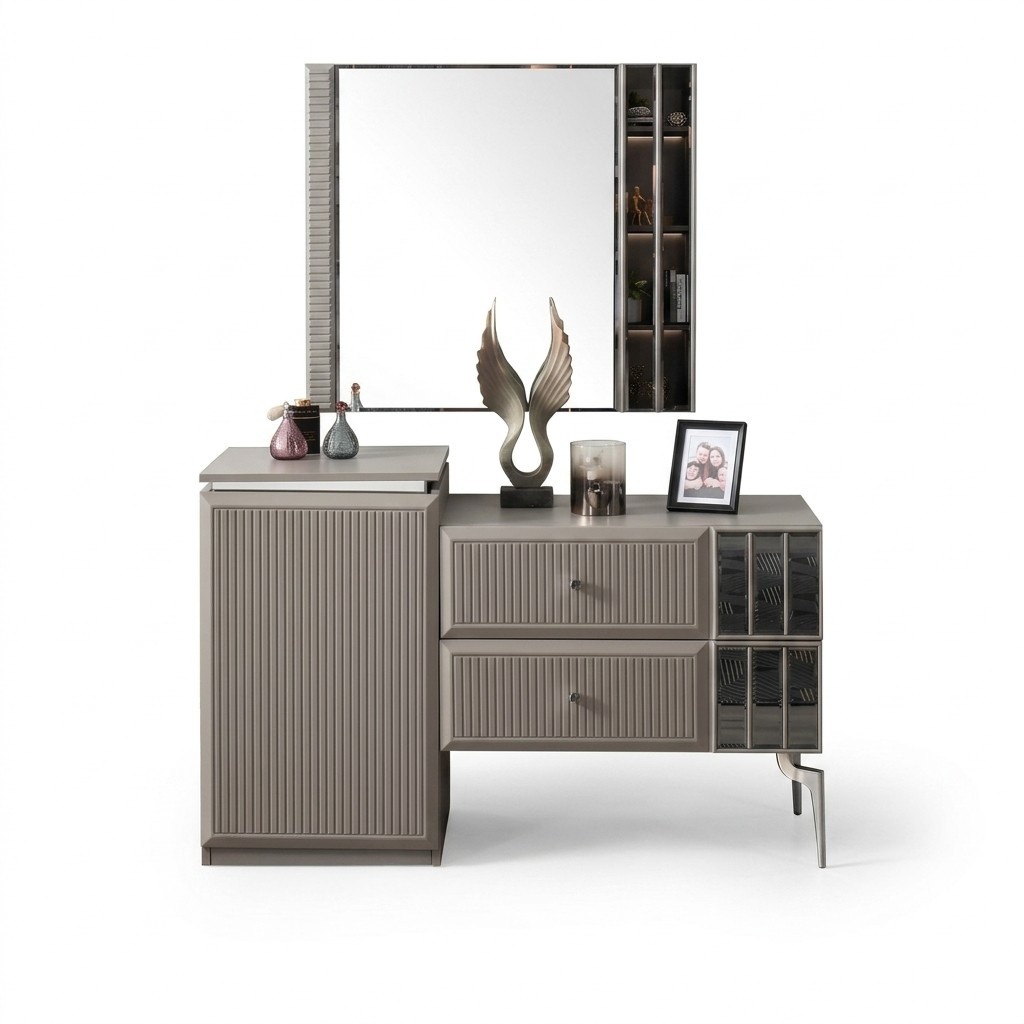 Dressing Table Dressing Table Console Table Mirror Wood Grey Bedroom