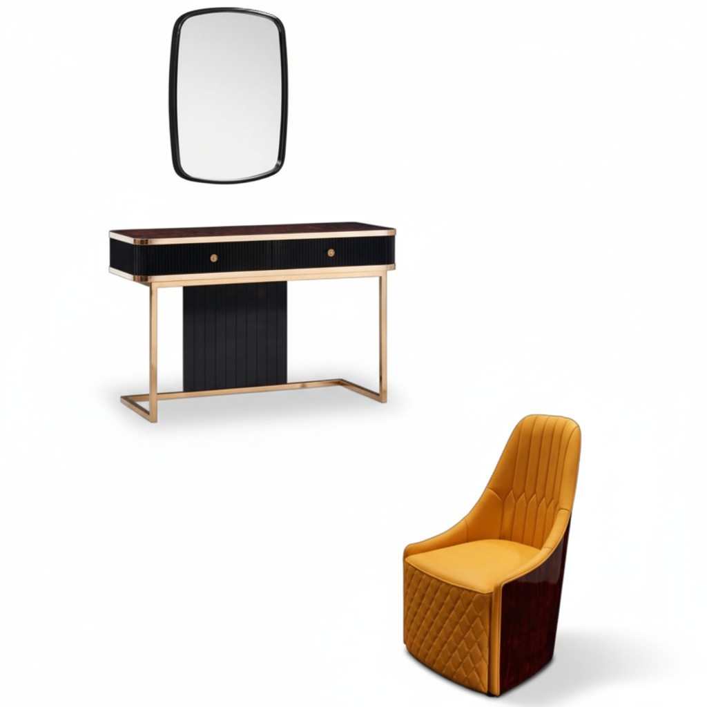Dressing Table Mirror Chair Luxury Console Dresser Bedroom 3pcs Set Tables