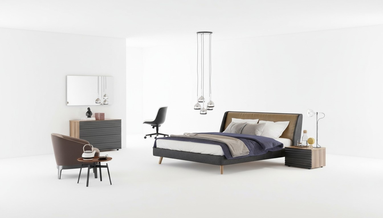 Dressing Table Natural Walnut - Matt juta Mirror Bedroom Modern