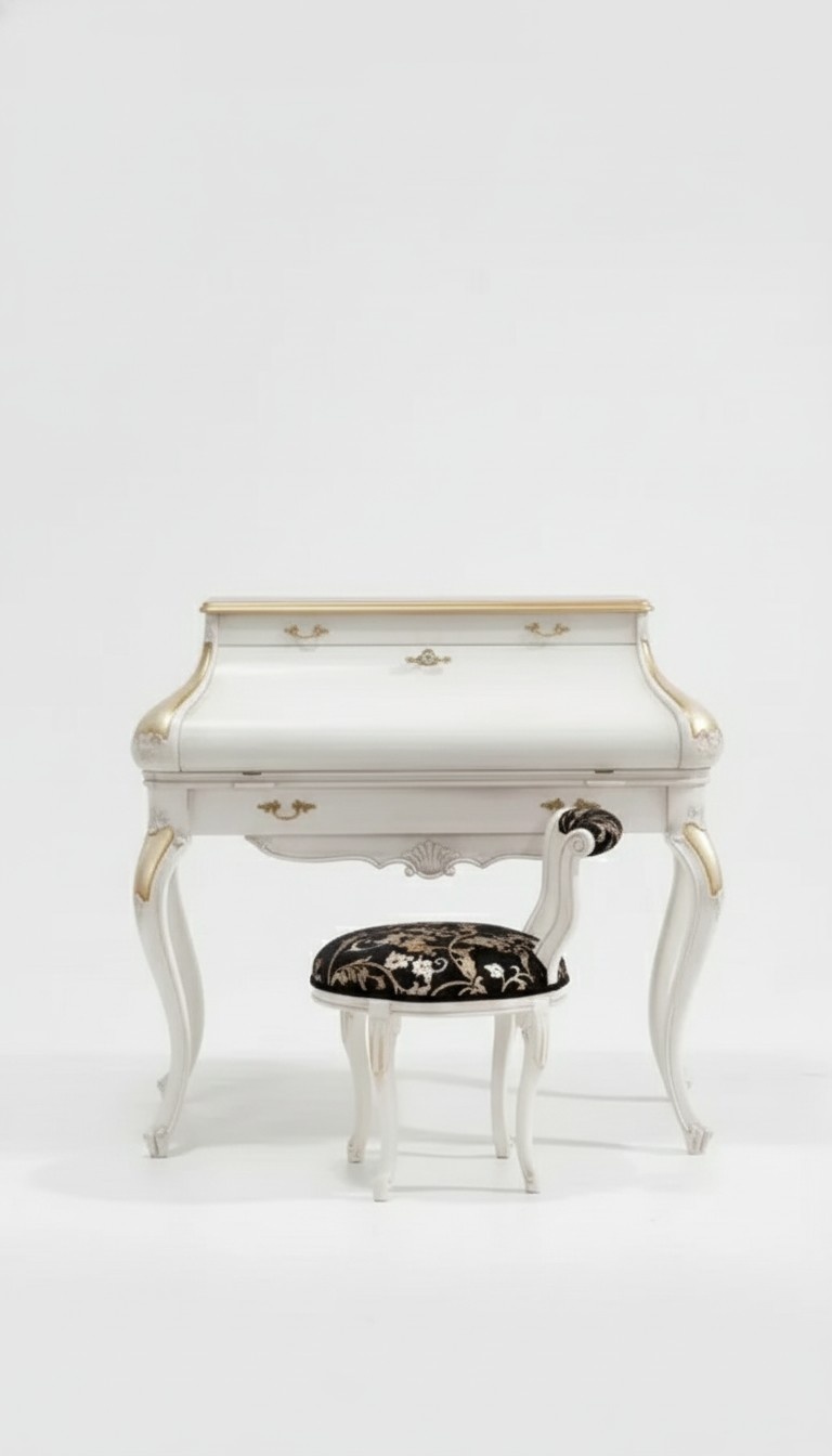 Dressing Table White Luxury Console Chest of Drawers Wood Classic Design