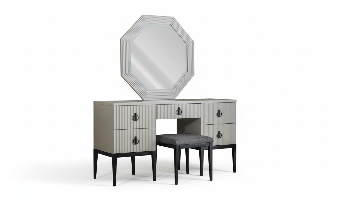 Dressing Table with Mirror Grey Bedroom JV Furniture Design Console Stool New