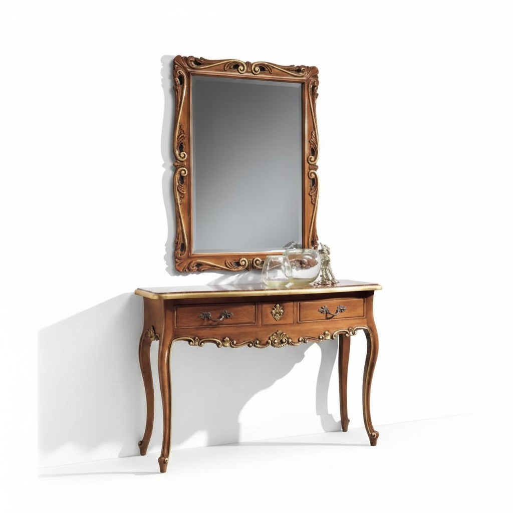 Dressing Table with Mirror Luxury Console Classic Bedroom 2pcs.