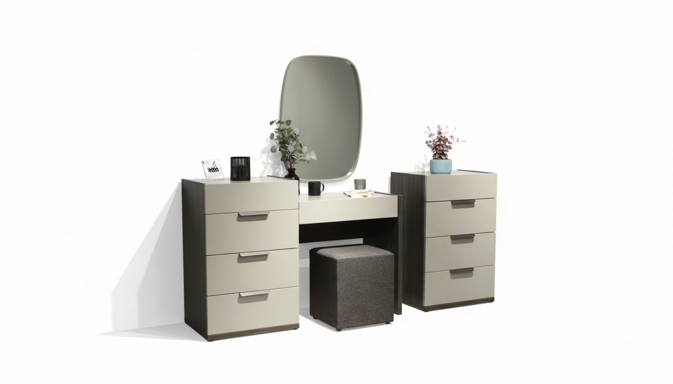 Dressing table with mirror make up bedroom design furniture wood 2 pcs. new