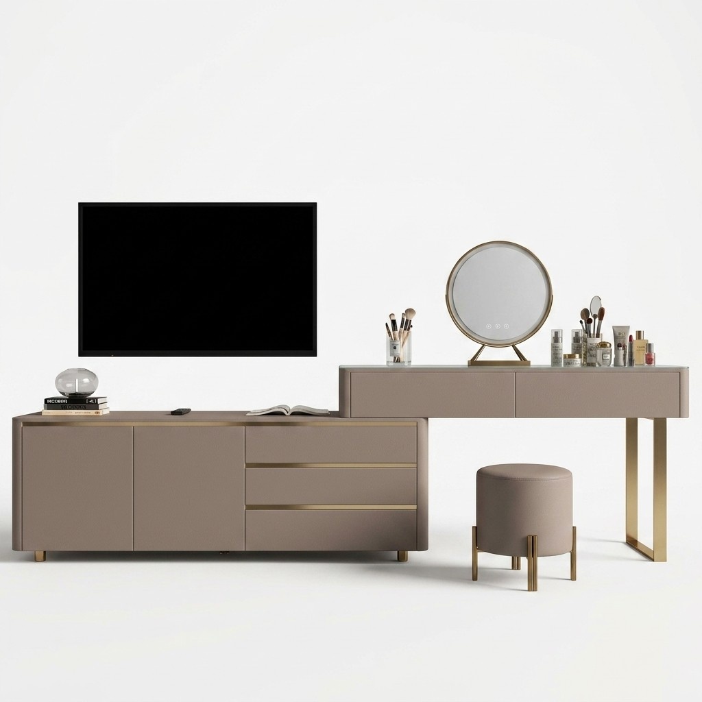 Dressing table with RTV drawers mirror luxury console bedroom