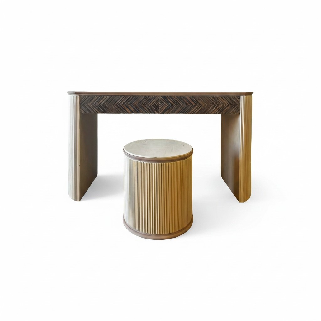 Vanity table with stool bedroom wall mirror wood modern style Italy 2 pieces