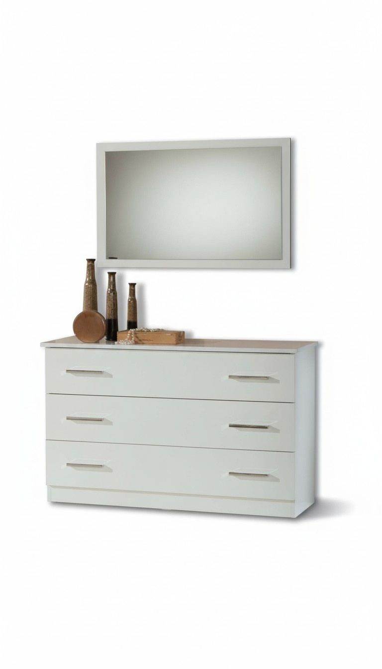 Make-up Tables Consoles Table Side Board Room Wood Mirror + Chest of Drawers 2pcs Set