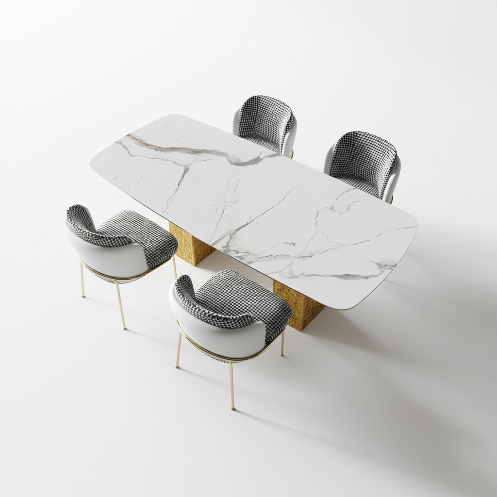 Marble dining table 6x chairs Complete dining room table chair 7 pieces. Set new