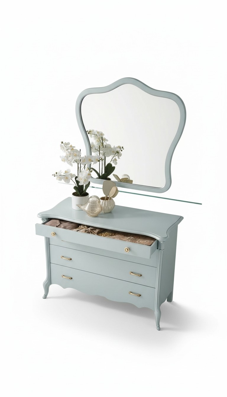 Mirror Dresser Cabinet Dressers Bedroom Set Wooden Modern Style Dressing Table