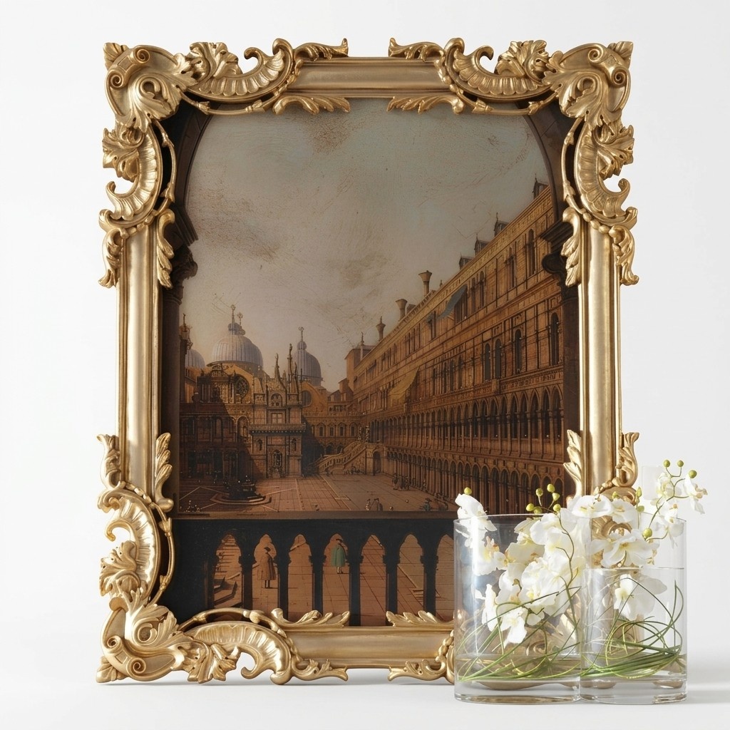 Mirror with carved frame gold baroque rococo Italian wall mirrors new