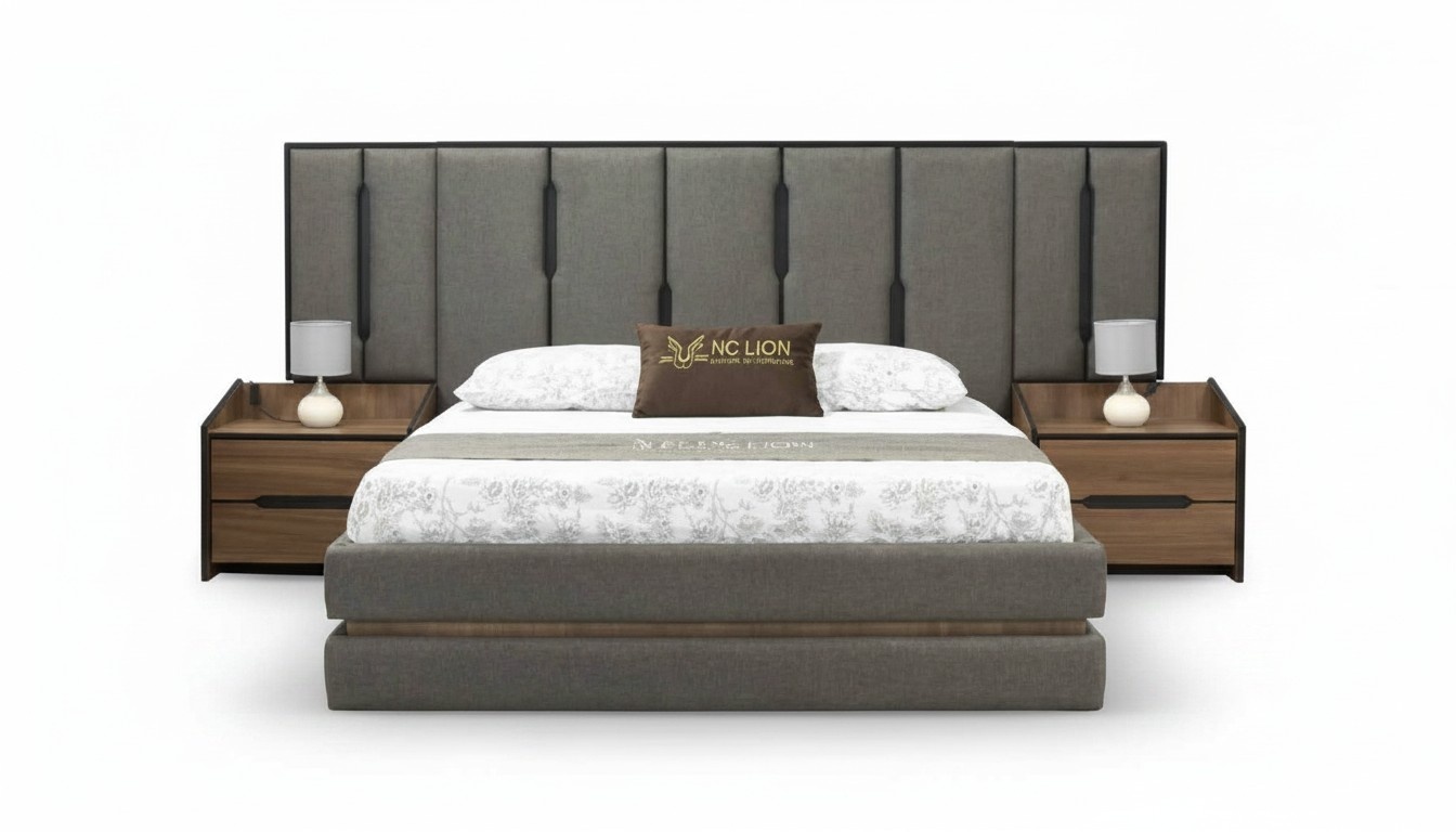Modern 3-piece bedroom set Elegant bed 2x bedside tables Complete