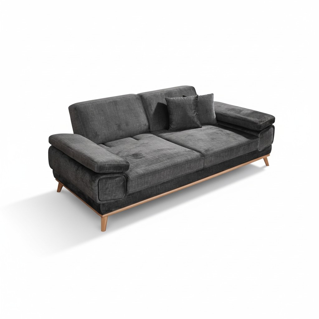 Modern 3-seater sofa black couch fabric sofas upholstered couches textile furniture