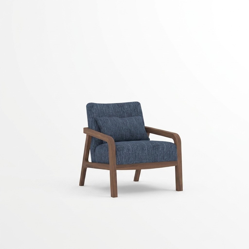Modern Armchair Design Furnishing Living Room Blue Fabric Couch Textile New