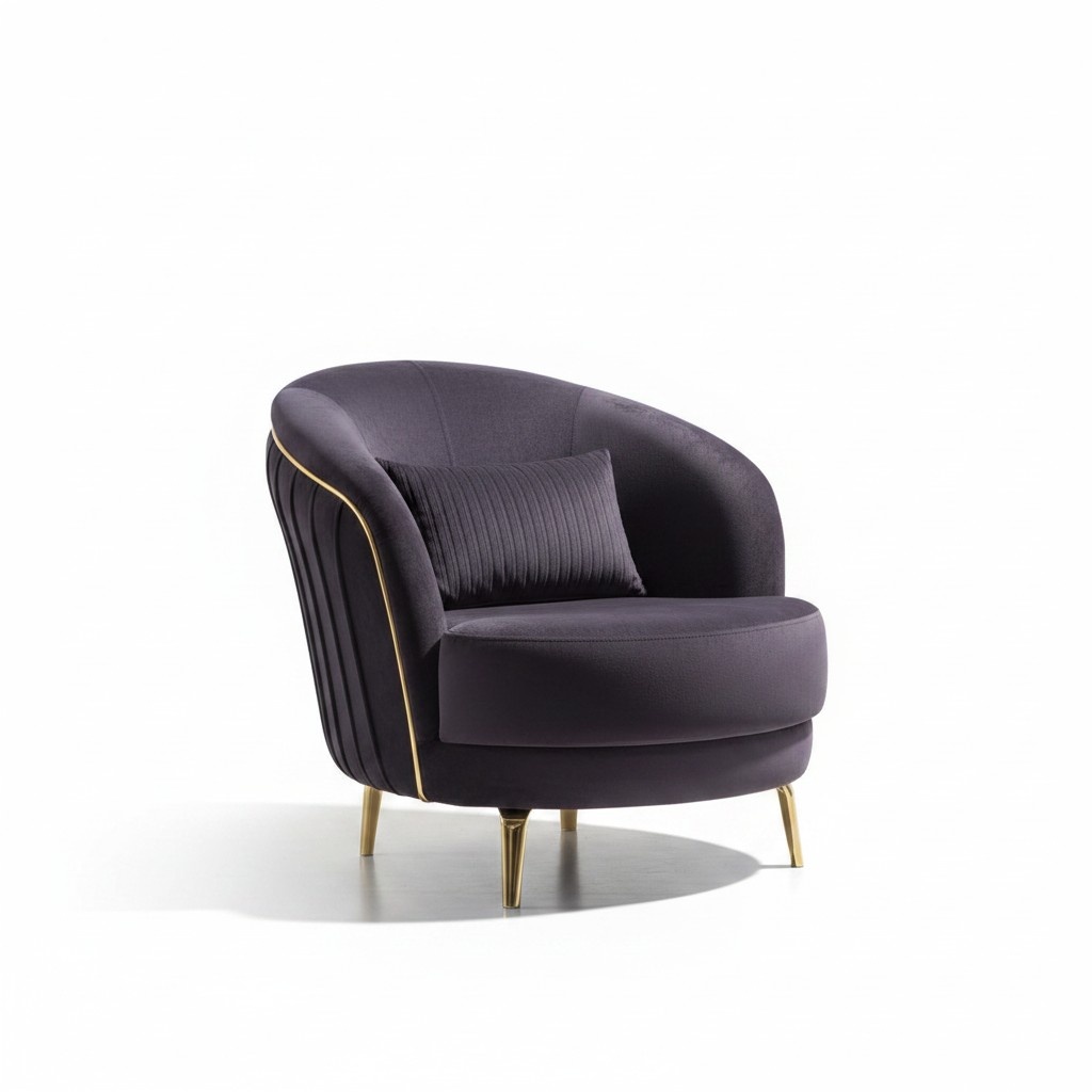 Modern armchair luxury stainless steel feet living room seater wood upholstered furniture
