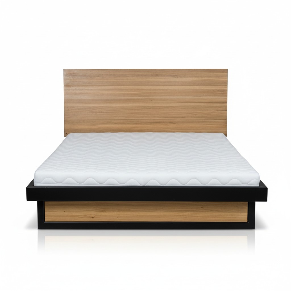 Modern bed real wood 140x200cm design beds bed frame oak style new