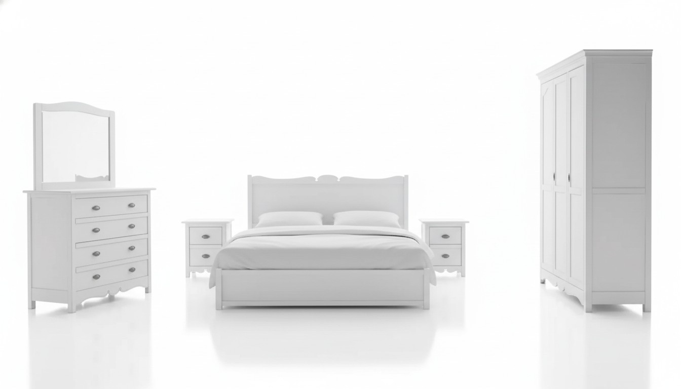 Modern Bedroom Bed 2x Bedside Tables Chest of Drawers Wardrobe Set