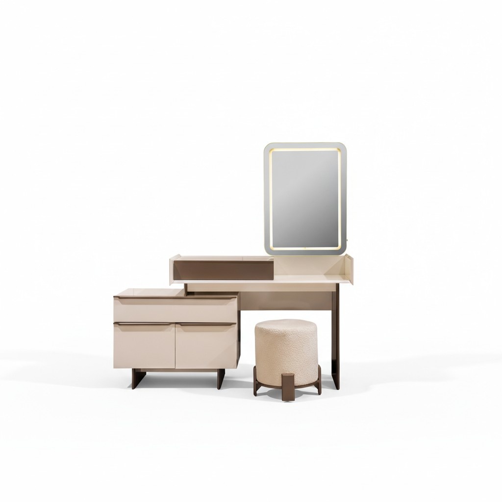Modern bedroom furniture elegant dressing table upholstered stool mirror