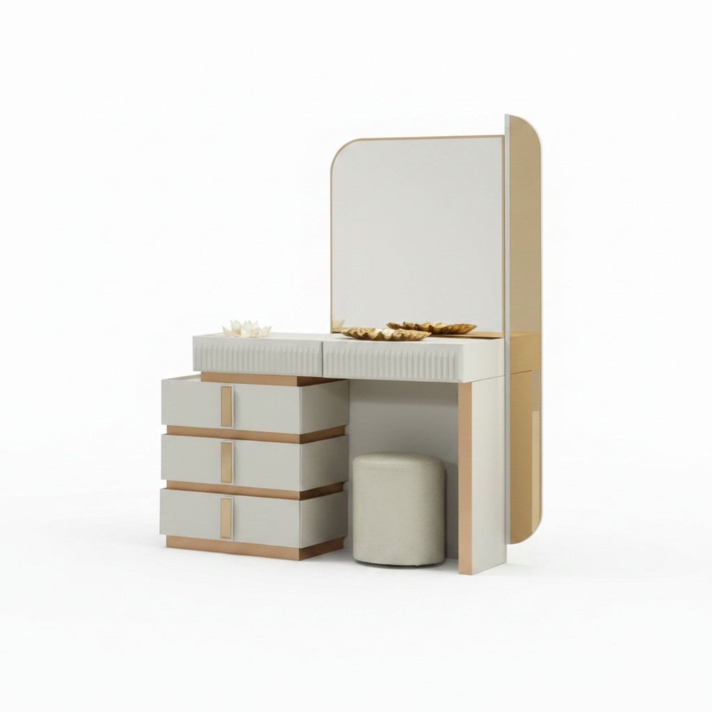 Modern beige dressing table with mirror height 180 cm luxurious furniture new
