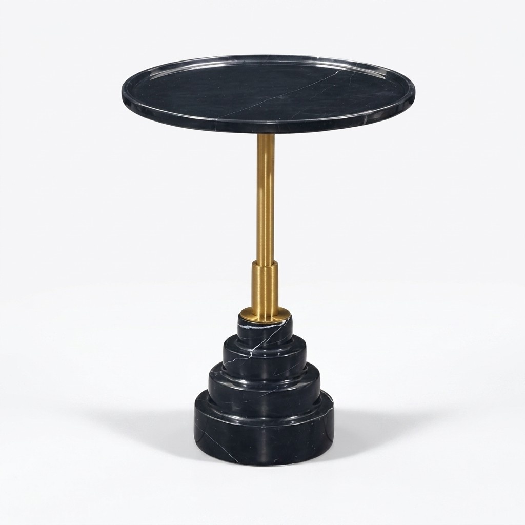 Modern Black Coffee Table Luxury Marble Table Side Tables Living Room Round