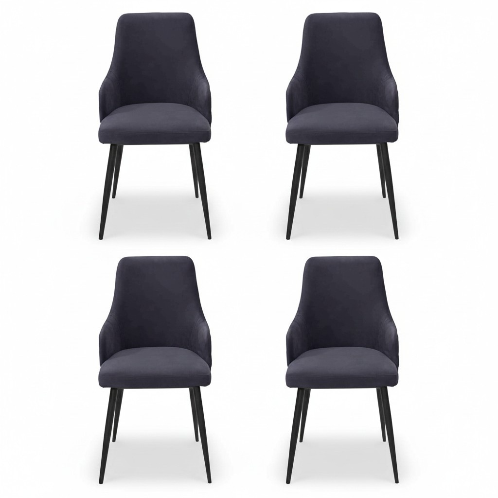 Modern black designer 4x chairs luxury dining room single seater furniture