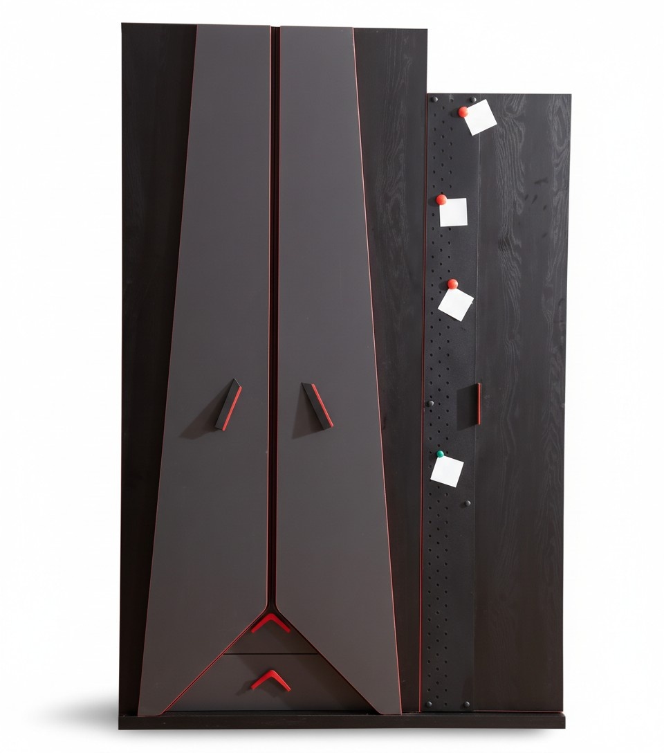 Modern black-red children\'s room wardrobe gamer wooden cabinet