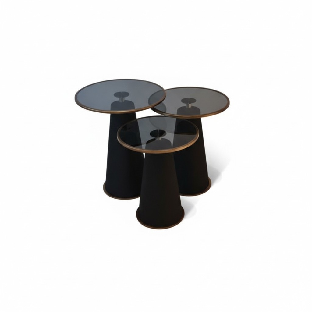 Modern black side table set 3x luxury living room coffee tables1