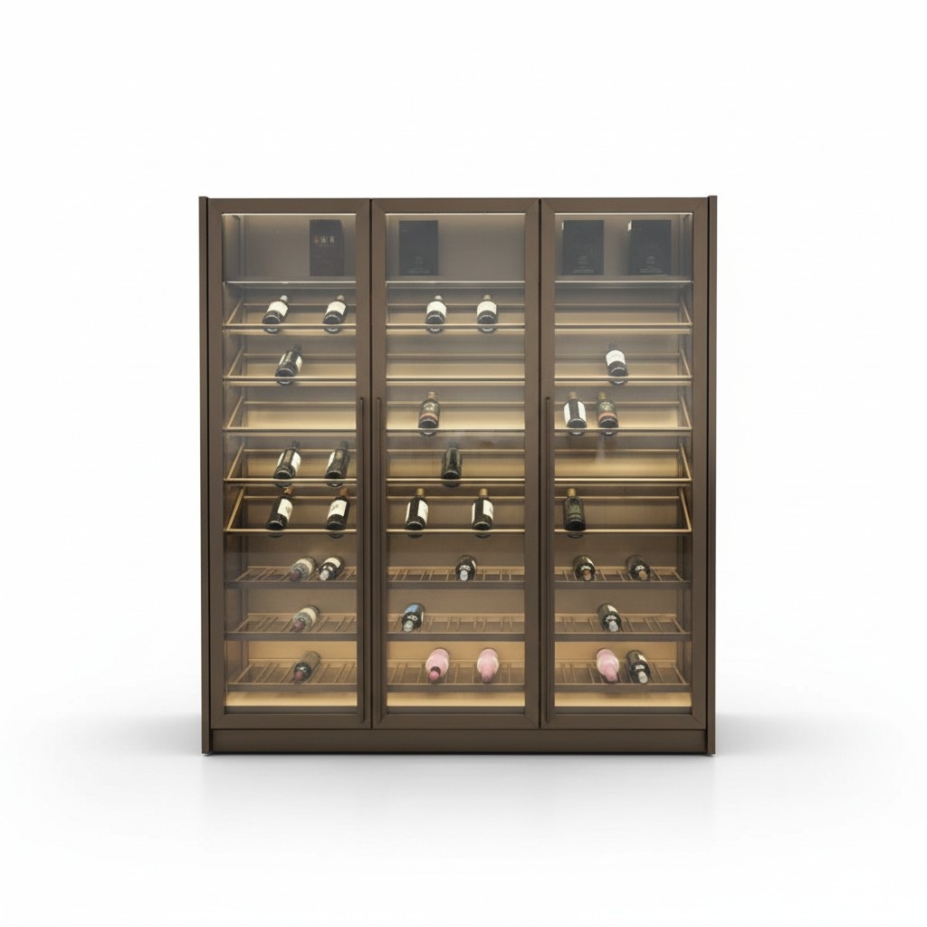 Modern black wine cabinet made of stainless steel for stylish