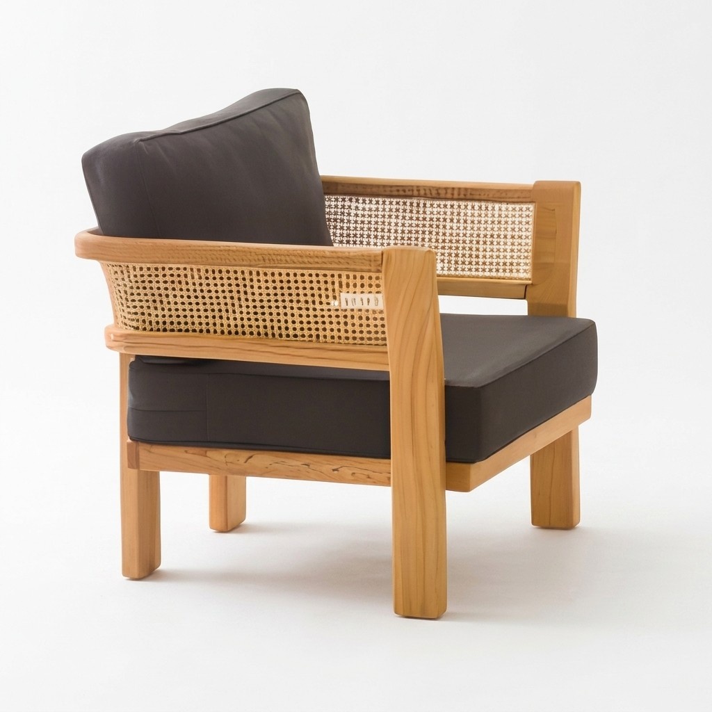 Modern black wooden chair for terrace and balcony