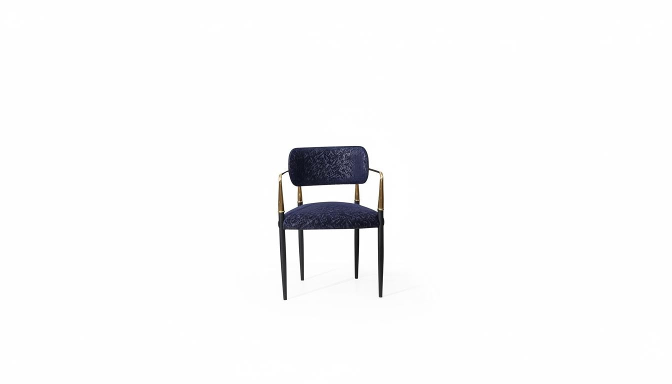 Modern Blue Chair Stainless Steel Frame Textile Single Seater Dining Room Furniture