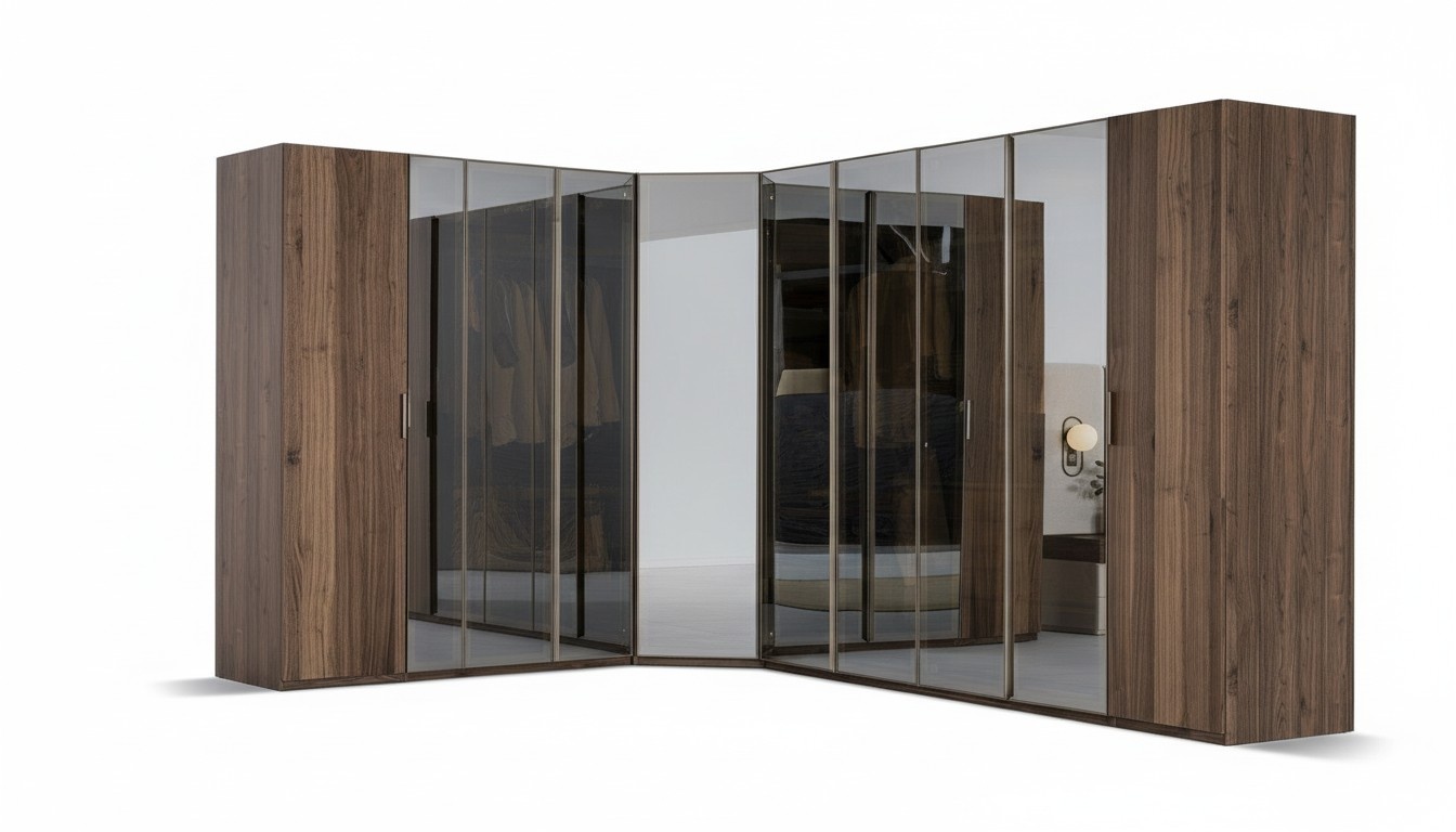 Modern brown corner cabinet designer bookshelf wooden cabinet luxury furniture