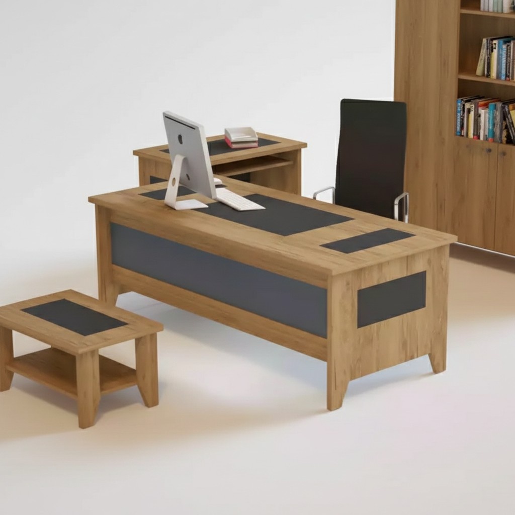 Modern Brown Desk Luxury Extendable Furniture Wood Office New