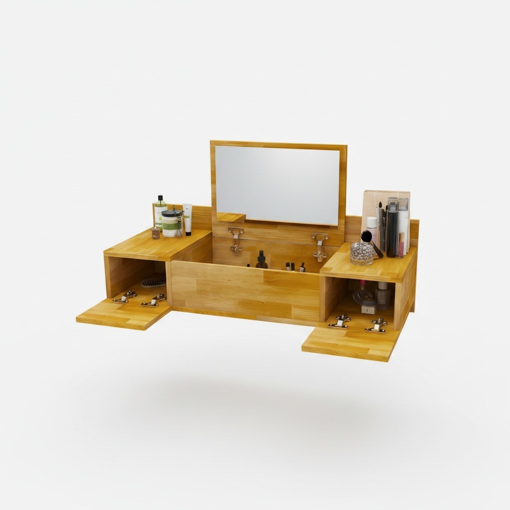 Modern Braun Makeup Table with Mirror Luxury Console Dresser Bedroom