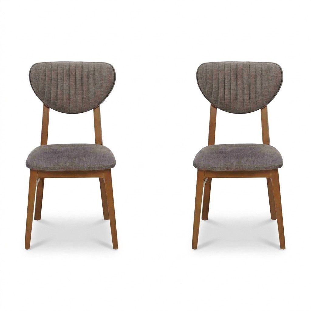 Modern Chair Grey Upholstered 2x Chairs Lounge Wood Textile Wood Armchair New