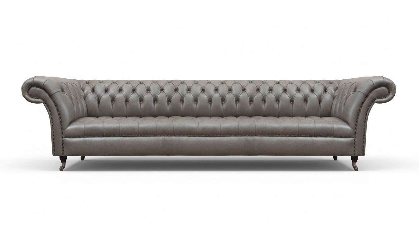 Modern Chesterfield 4-seater Luxurious Couch Leather Furniture Four-seater