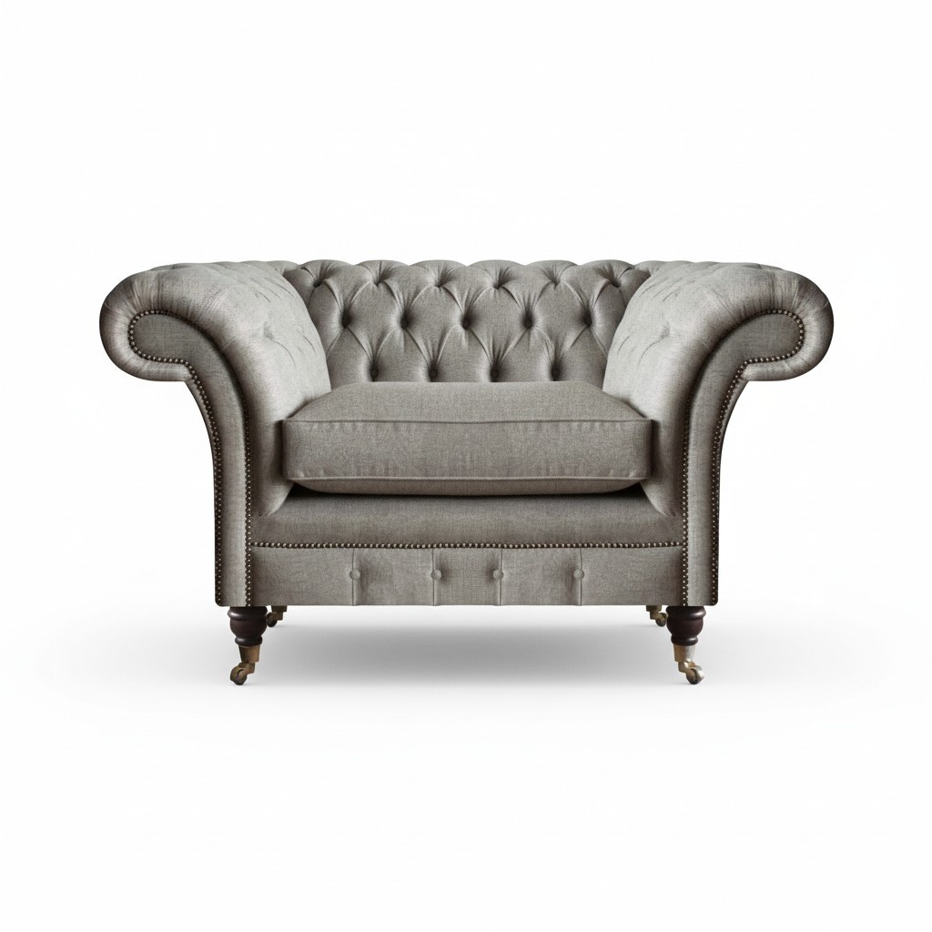 Modern Chesterfield Single Seater Living Room Designer Armchair Textile Furniture