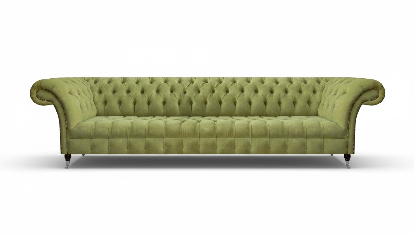 Modern Chesterfield Green Upholstered Sofa Designer Four-Seater Seating Furniture