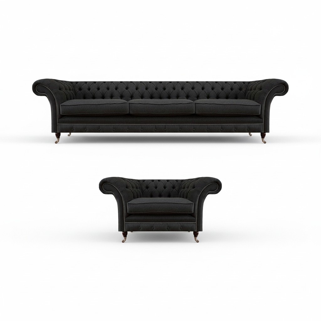 Modern Chesterfield sofa set Elegant 3-seater Stylish armchair