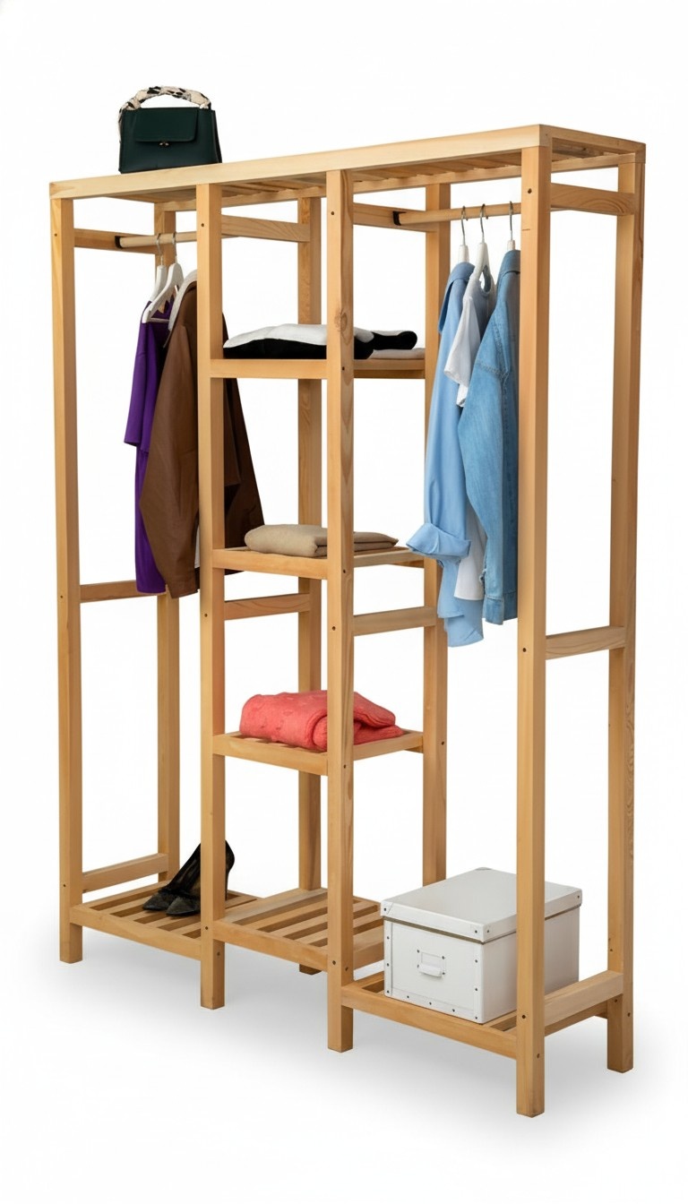Modern beige wardrobe shelf clothes cabinet furniture wooden wardrobes