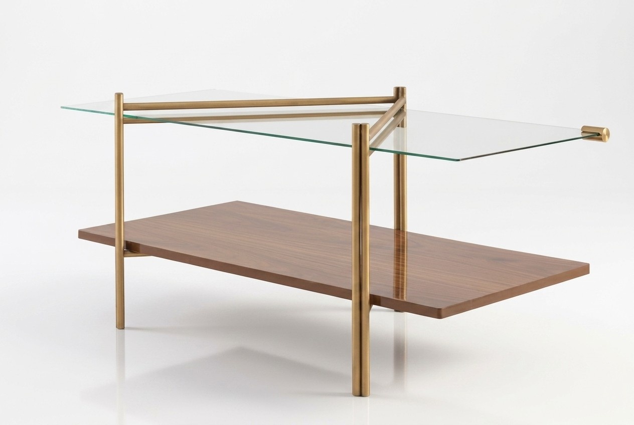 Modern coffee table made of wood and glass – stylish glass table