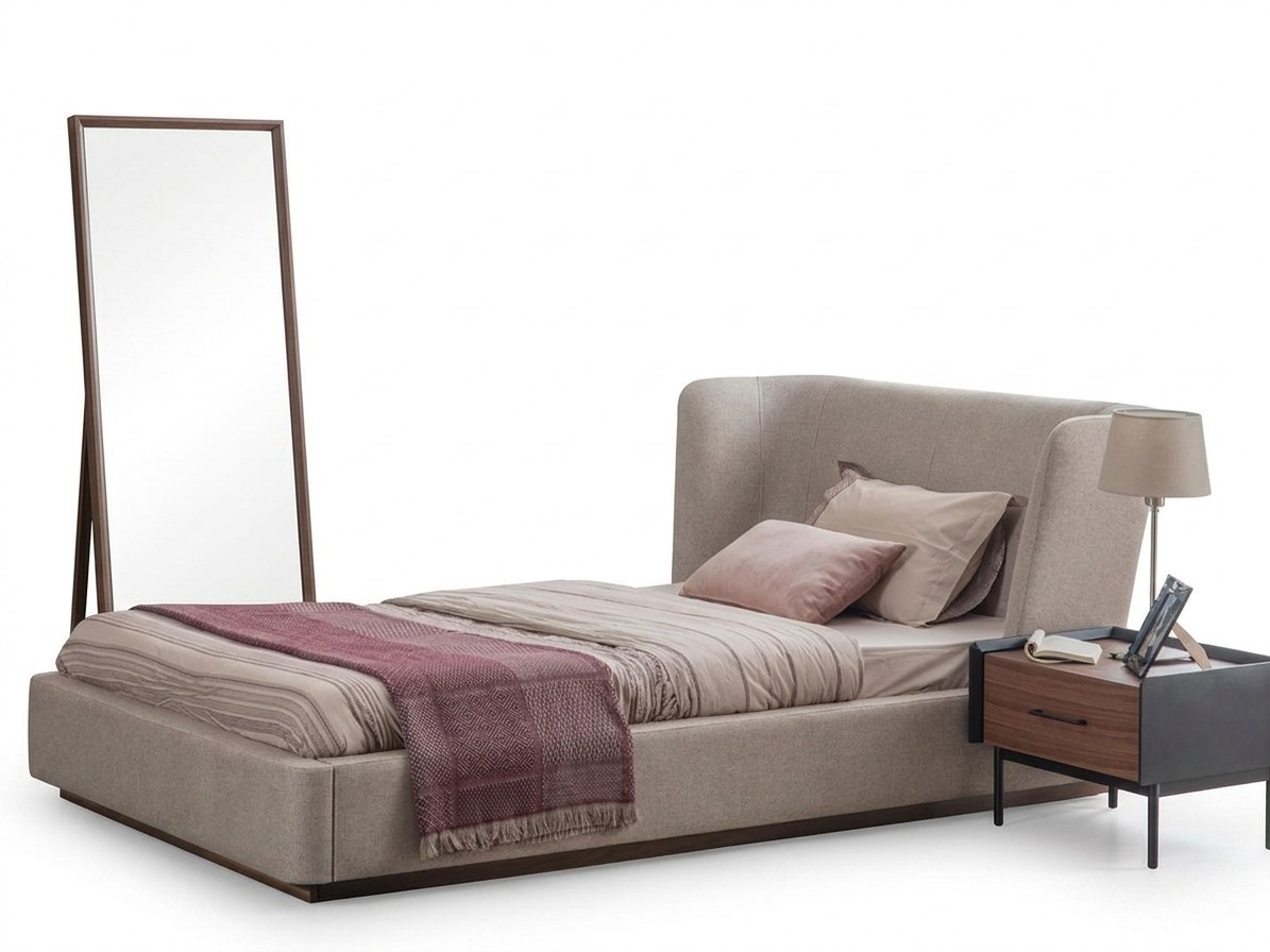 Modern complete bed luxury bedside table bedroom set 2-piece wooden furniture