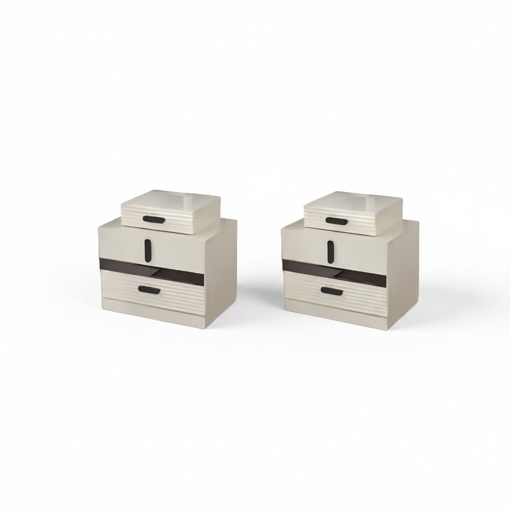 Modern complete bedroom furniture 2x bedside tables beige designer furniture